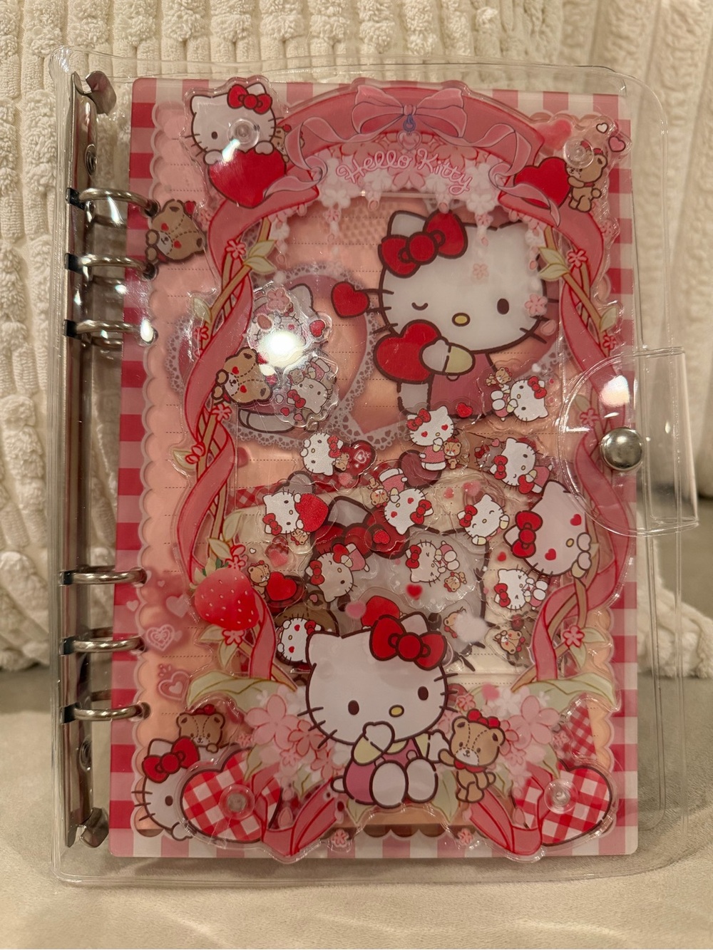 NEW Hello Kitty A5 Pink Shaker Notebook with a Vinyl Protector Cover
